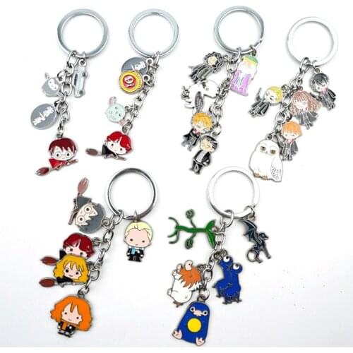 Cute OWL Keychains Keyring 4 In 1 Alloy Metal Pendant Key Ring Anime Cartoon Figures Keychain Accessories Gifts