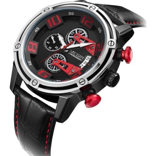 New Watches Men MEGIR Luxury Brand Chronograph Men Sport Watches High Quality Leather Strap Quartz Wristwatch Relogio Masculin