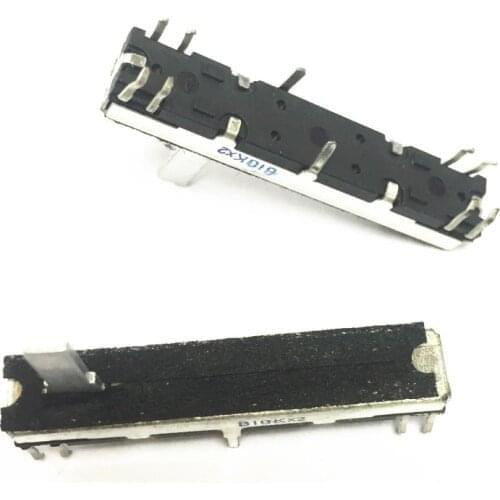 Black 4.5 cm long double mixer fader potentiometer B10K X2