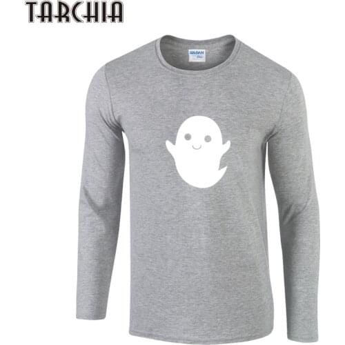 TARCHIA Fashion Men T Shirt GHOST Print Long Sleeve Cotton T-shirt Men Solid Tee Shirts Brand Designer Tshirt For Boys Camisa
