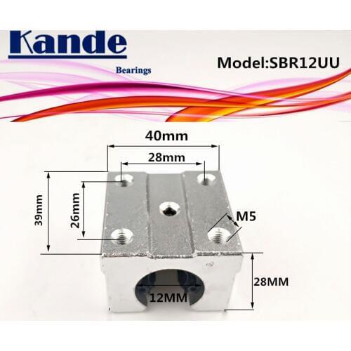 Kande Bearings 4pcs SBR12UU SBR12 UU SBR12 Open Bearing block CNC parts slide for 12mm linear guide SBR12 12mm SME12UU SME SBR