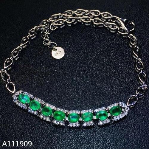 KJJEAXCMY boutique jewelry 925 sterling silver inlaid Natural emerald gemstone ladies bracelet support detection exquisite