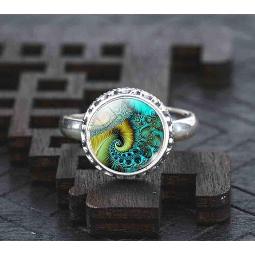 Spiral Real Solid 925 Sterling Silver Ring Fractal Sacred Geometry Ring Fashion Silver Color Statement Ring