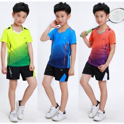 Boys Badminton Sets , children tennis clothes , badminton Suit for kids , table Shirt + Shorts Set , Cool table tennis clothing