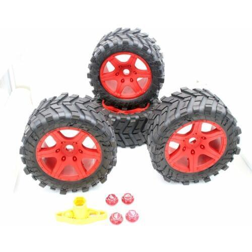 Wheel Tires with Wheel Nuts Red (4PCS) for 1/5 Traxxas X Maxx 220MM*105MM