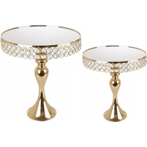 Round Cake Holder Stand Glass Mirror Cupcake Dessert Display Rack for Birthday Party Wedding Party