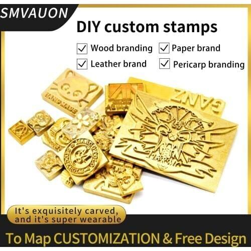 Customized LOGO Leather stamp copper Brass Stamp For DIY Letter Metal Stamp Die Iron Heating Emboss Mould Carving Baking printin