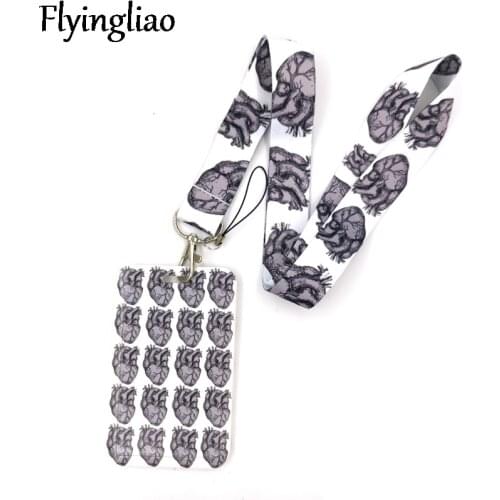 Heart Organ Medical Lanyard Credit Card ID Holder Bag Student Women Travel Card Cover Badge Car Keychain Decorations