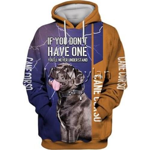 Personality Fashion Animal Cane Corso 3D Printed Graphic Hoodie Men Women Zip Up Hooded Streetwear oversized sweatshirt QW-20