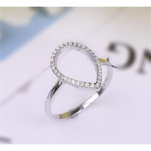 New Fashion Hollow out Pear Water Drop Classic Ring Wedding Jewelry Sparkling 100% 925 Sterling Silver Rings For Women Size 5-9