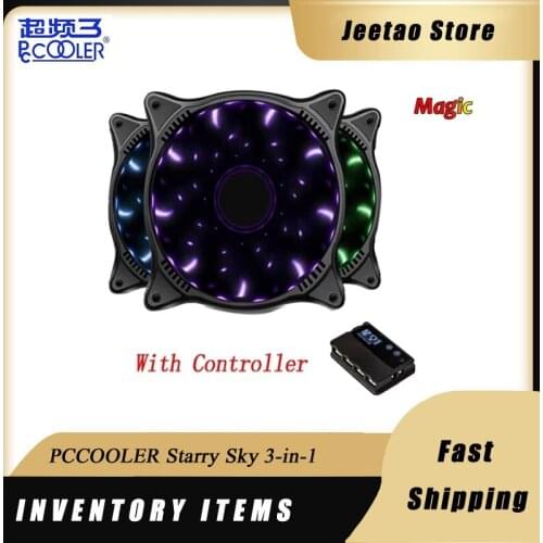 PCCOOLER Starry Sky 3-in-1 kit 4pin 12cm PWM RGB mute magic adjustable lighting computer case cooling fan CPU radiator fan