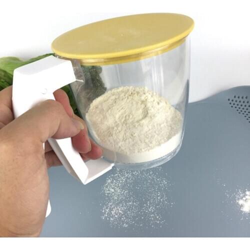 PP Plastic Flour Sifter Practical Kitchen Baking Shaker Sieve Cup One Hand Press