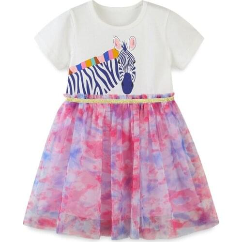 2021 Fashion Girls Summer Princess Dress Costumes Children Birthday Party Clothes Kids Cotton Mesh Patchwork Vestidos Dresses