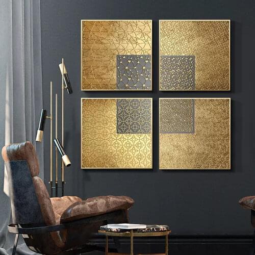 Modern Luxury Posters Wall Art Nordic Abstract Geometric Abstract Gold Canvas Painting for Bedroom Living Room Decor Picture