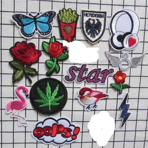 Mixture fashion patterned Patch Computer Embroidery Badges Hand Sewing Ironing Sticker On Cloth Garment Hat Bag Accessories