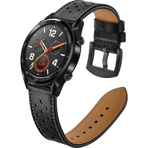 Genuine Leather Watchband for Huawei Watch GT 2 46mm/Huawei honor magic 2 Replacement Bracelet Strap Band Stainless Steel