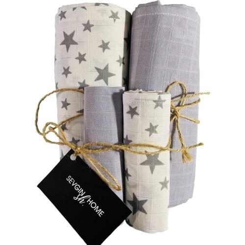 Sevgin Home Müslin Cloth Baby Drape and Mouth Wipe Beş'li Set