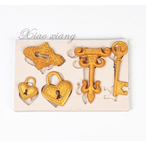3D Vintage Key Silicone Moulds For Baking Cupcake Topper Fondant Cake Decorating Tools Candy Clay Chocolate Gumpaste Mould M1852