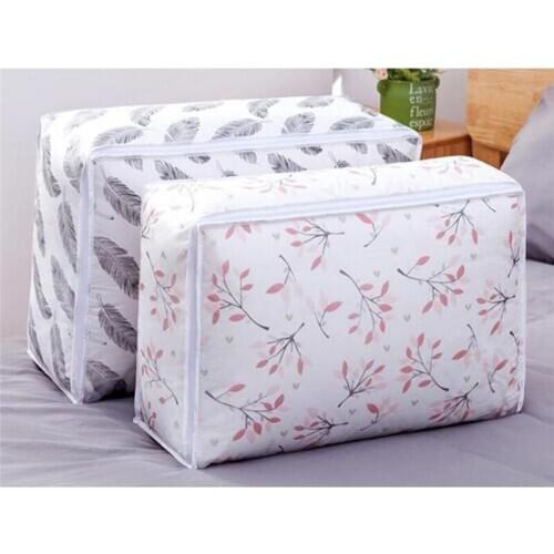 Foldable Storage Bag Print Clothes Blanket Quilt Organizer Storage Bag Cloud Transparent Travel Luggage Organizer Bag