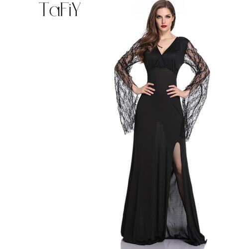 TaFiY 2018 Sexy Adult Witch Costume Halloween Witch Dresses For Women Carnival Clothing Fairy Costume Cosplay Party Long Dress