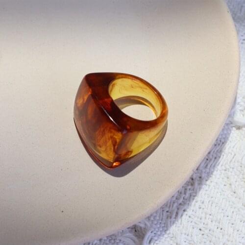 SOHOT New Colorful Geometric Acrylic Resin Ring Set Pearl Flower Round Square For Female Wholesale Transparent Hipster Pop Party