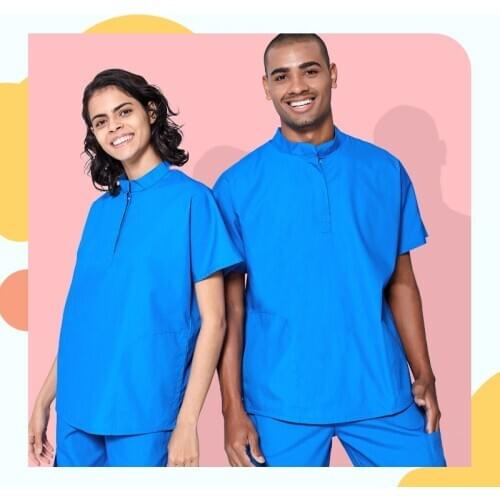 Mandarin Collar Scrub Uniform Scrubs Set Nursing Workwear Top and Pant Short Sleeve Dental Uniform Outfit Suits FRSS1904