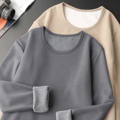 2021 Spring Men Thermal Underwear Comfortable Long-Sleeved Warm Slim Mens Clothes Plus Velvet Thickening Tops