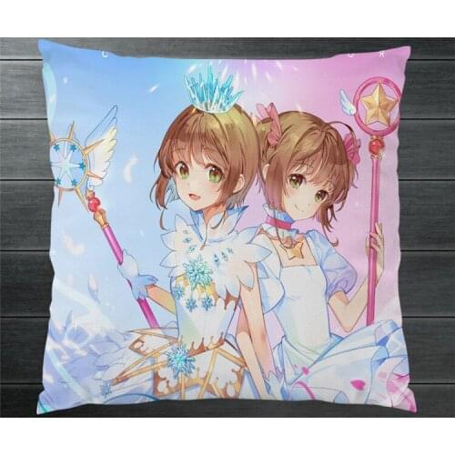 Japan Anime Cardcaptor Sakura Clear Card Kinomoto Two Side 40x40cm Pillowcase Pillow Case Cover Cosplay Gift BED/SOFA/CAR Decor