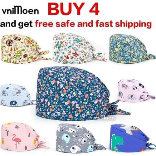Clearance Pattern chirurgie Scrub Cap Printing Working clinique Hat Cotton Women Men Beautician Dust Proof Cooking Chef Caps