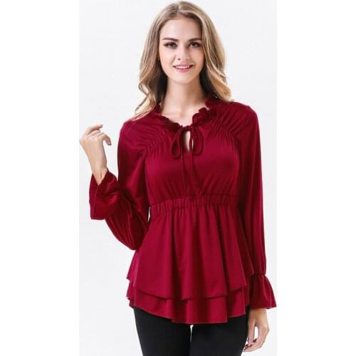 Korean Hot Sale Full V-neck Tumblr 2018 Spring New Pattern Suit Solid Color Long Sleeve V Lead Lotus Leaf Skirt T Pity Jr2105