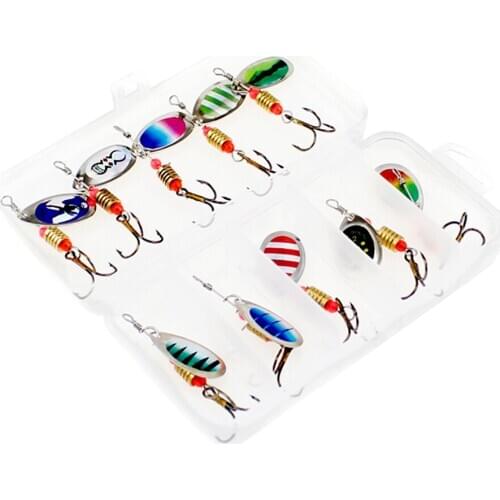 10Pieces Metal Sequins Baits Spinnerbait &Organizer Box Freshwater Saltwater
