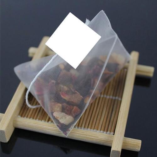 100pcs/lot Corn Fiber Pyramid Tea Bags Sealed Heat Biodegradable Infuser Tea Filter Bag