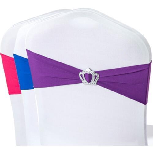 100pcs/lot Crown shaped Buckle Chair Sash Bows Wedding Chair Decoration Stretch Chair Cover Band