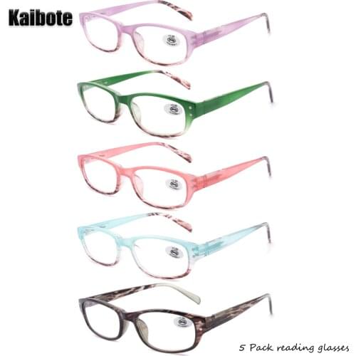 KBT 5 Pack Reading Glasses Men Women Colorful Reader Eyewear High Quality 5 Pairs Presbyopic Eyeglasses 1.0 1.5 2.0 2.5 3.0 3.5