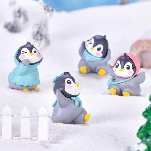 6PCS Variety Cute Penguins Baby Garden Decoration Accessories Fairy Home PVC Animal Gift 2021 DIY Car Cake Decor Desk Figurine