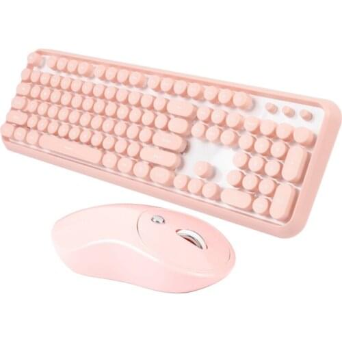 Wireless Keyboard and Mouse Combination,2.4GHz Wireless Pink Gaming Keyboard with 108 Keys,Suitable for Office and Games