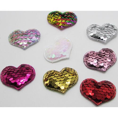 Glitter Paillette Pads Patches Heart Head Appliques for Craft Clothes Sewing Supplies DIY Hair Clip Accessories