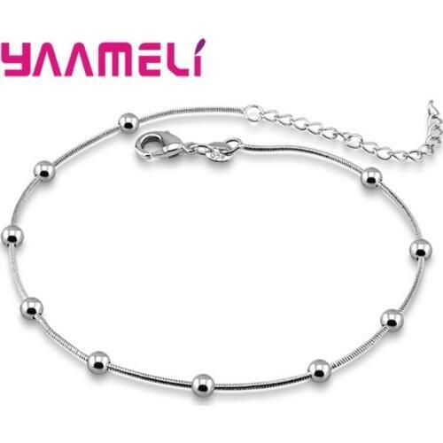 New Arrivals S925 Sterling Silver Cute Roud Beads Bracelet Anklet For Women Girls Nice Gifts Wholesale Hot Sale Fashion Jewelry