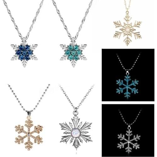 Once upon a time Snowfake Necklace Crystal Pendant Necklaces for Women Jewelry Flower Choker Girl Gift Kolye Collares