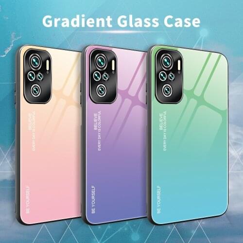 For Xiaomi Redmi Note 10 Pro Case Hard Tempered Glass fashion Gradient Protective Back Cover case For xiaomi redmi note 10 10S