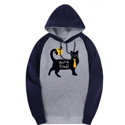 Black Cats Mens Sweatshirts Raglan Hooded Printing 2020 Pullovers Harajuku Fall Winter Brand Hoodies Male Black Hoody Homme