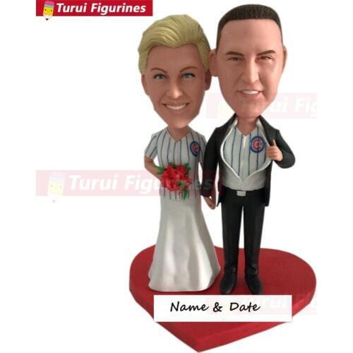 Cubs Personalized Wedding Cake Topper Bobble Head Cubs Cake Topper for Wedding decorations custom bobblehead figurines dolls