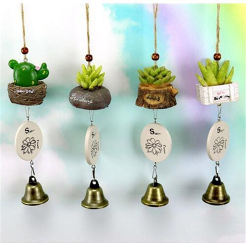 Artificial Succulent Plant Wind Chimes Bell Garden Outdoor Decor Yard Home Wall Hanging Home Decoration Accessories Wind Bells