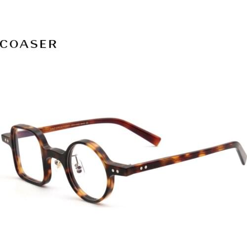 Art Round Square Eyeglasses Frame Vintage Double Color Acetate Glasses Frame Men Spectacles Prescription Multicolor Eyewear