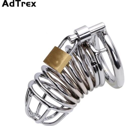 Stainless Steel Cock Chastity Cage Male Penis Ring Device with Lock BDSM Erotic Products Adult Games Sex Toys for Men Couples