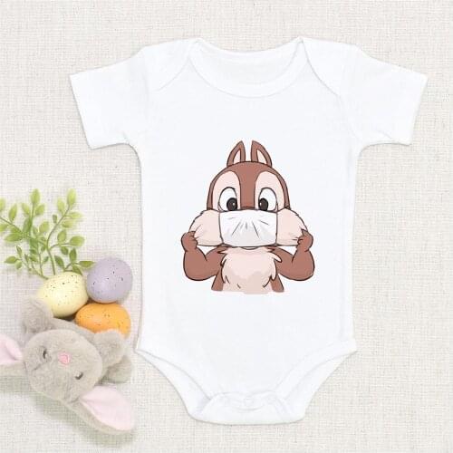 Chip And Dale Disney Rompers Baby Girl Boy Jumpsuits Infant Toddler White Soft Newborn Clothes Dropship