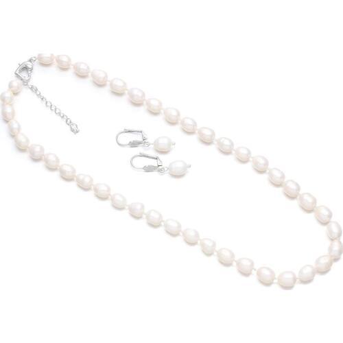 New Pearl Jewelry Set Ladies Necklace Earrings Simple And Stylish DIY Jewelry Gift Necklace Chain Length 45cm