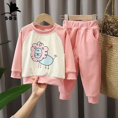 Girls' Suits 2021 New Arrival Children Spring and Autumn Clothes Kids Long Sleeves Cartoon Sweater and Pants Sports 2 Piece Suit