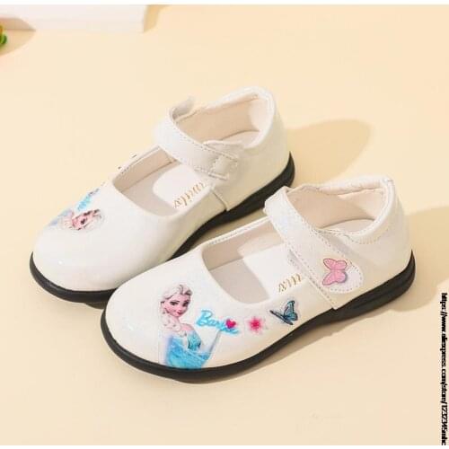 Girls Leather Shoes Cartoon Frozen Anna Elsa Princess Kids Casual Children Glitter Crystal Dancing Shoes Bowknot Girl Sandals