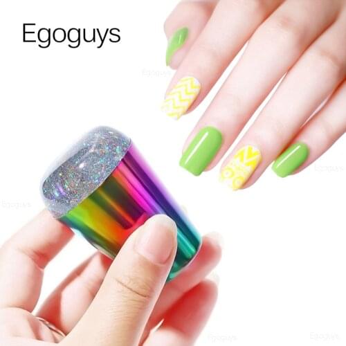 Colorful Nail Stamper Templates Metal Handle Silicone Jelly Head Stamp Manicure Tools Polish Scraper Flower Print Stamping Plate